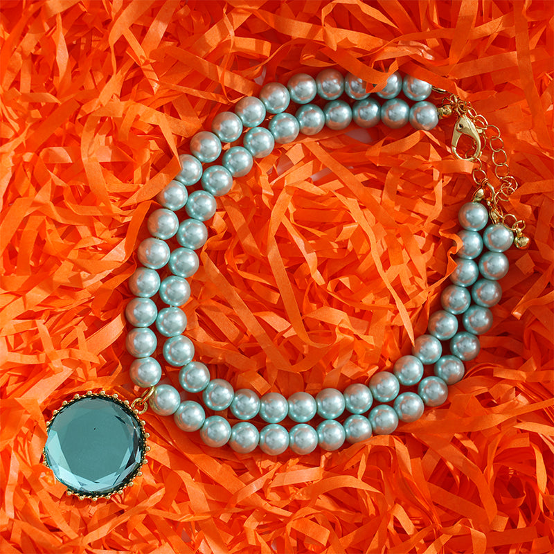 Shinning blue dog pet necklace