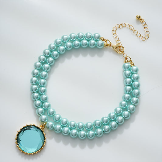Shinning blue dog pet necklace
