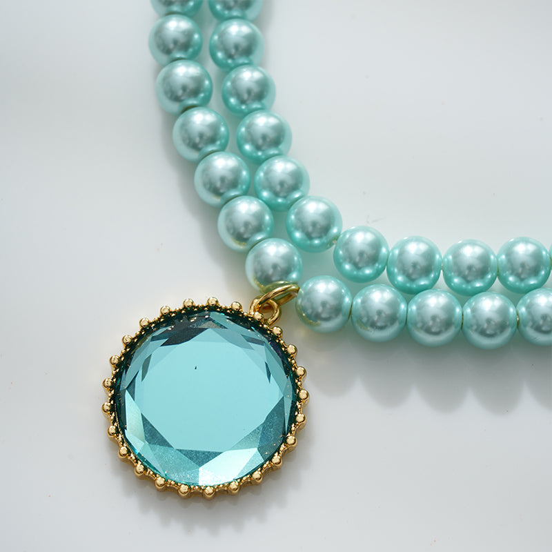 Shinning blue dog pet necklace